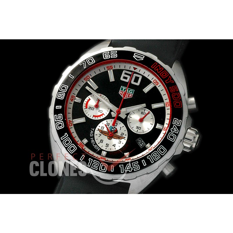 0 TGF1-00801R Indy 500 Indianapolis Speedway Special Ed Chronograph SS/RU Black OS 20 Qtz