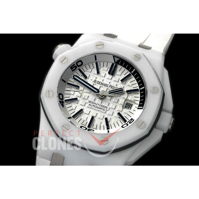 APD00051 Royal Oak Offshore Diver White Ceramic 15707 CER/RU White A-3120 - Special Offer 