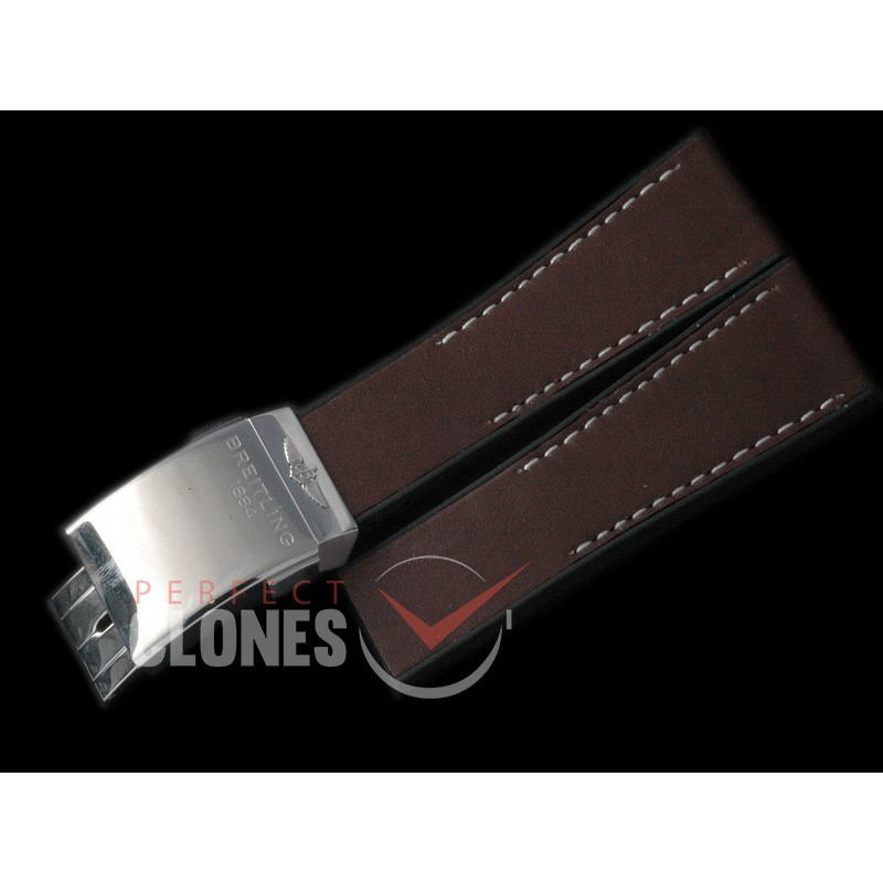 0 BLA00112 Leather/Rubber Strap Browm W/Deployant - For 24mm Lug Width Watches