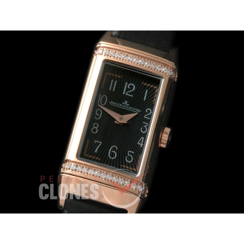 0 JLR-077D Reverso One Reedition RG/LE Black Stk Jap Quartz