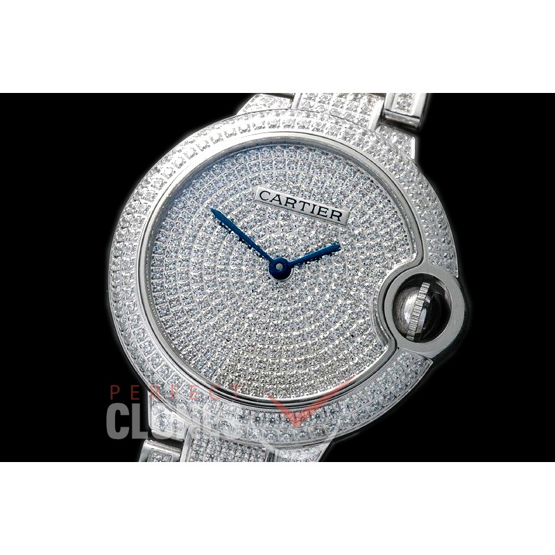 CARBA-33-151S Ballon de Cartier Midsize 33 SS/DiAM/SS DIAM Jap Ronda Quartz 