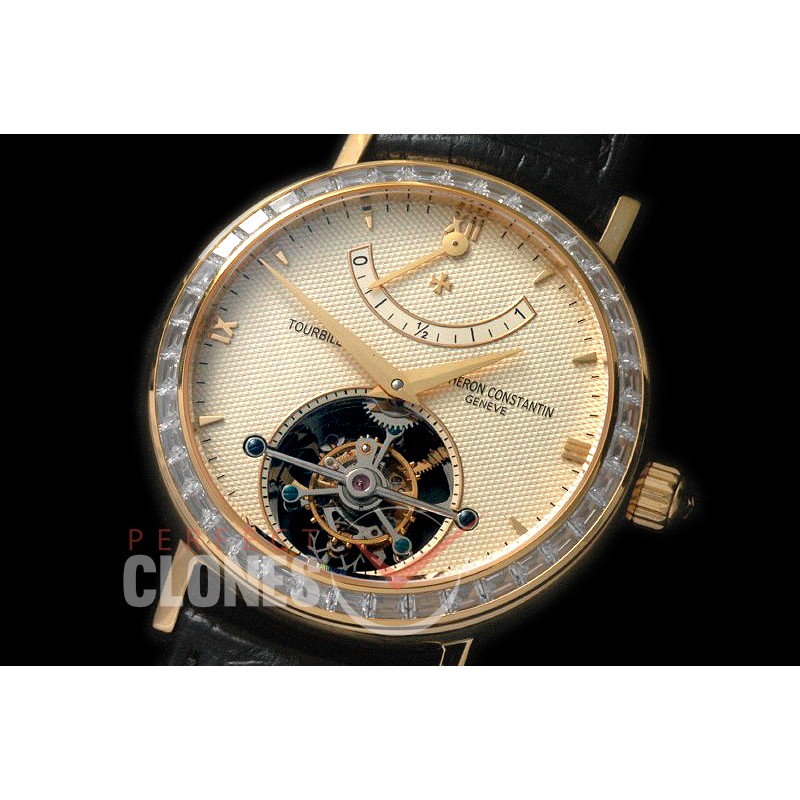 0 VCM-208D Malte Tourbillon YG/DIAM/LE Gold Cross Bridge Tourbillon 