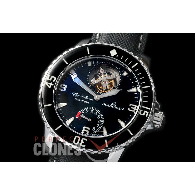 0 BP00025 50 Fathoms P/R Tourbillon SS/NY Black Asian SG Flying Tourbillon 