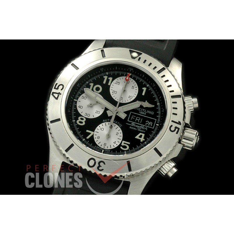 BLSF00022R Superocean Steelfish Chrono SS/RU Black A-7750