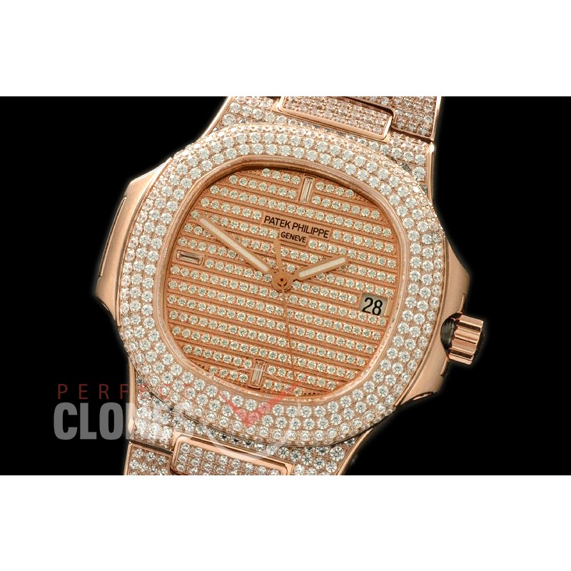 PP00518 Nautilus Jumbo Bling RG/RG Diam Miyota 9015