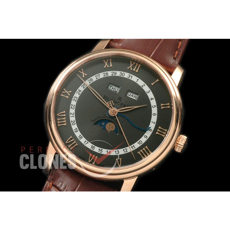 BP00007 Villeret Calender Moonphase RG/LE Grey Miyota 9100 Mod to Calibre 6654