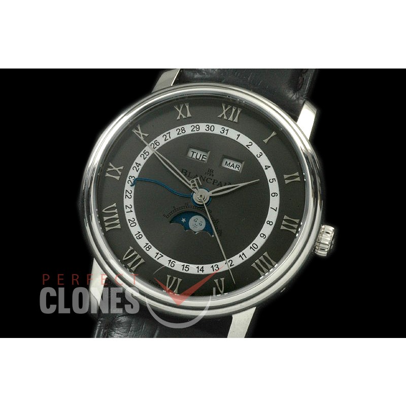 BP00002 Villeret Calender Moonphase SS/LE Grey Miyota 9100 Mod to Calibre 6654