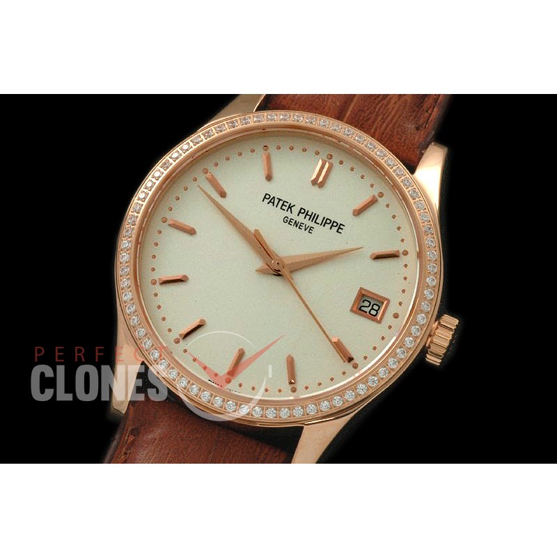 PP00986D 5296 Calastrava RG/LE White Diamond Miyota 9015/Mod to Calibre 324