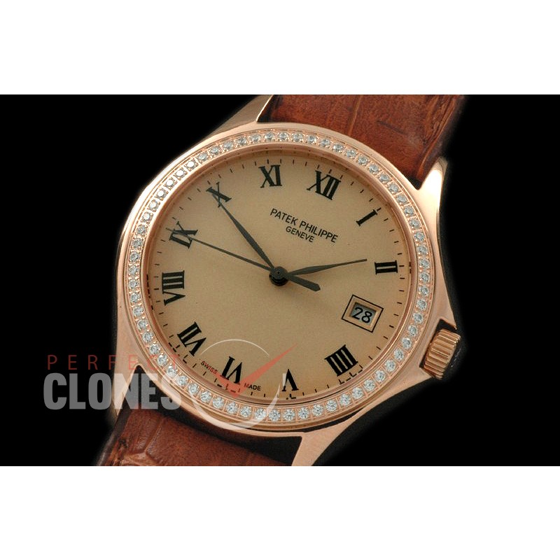 PP00913D 5117 Calastrava RG/LE Gold Roman Miyota 9015/Mod to Calibre 324