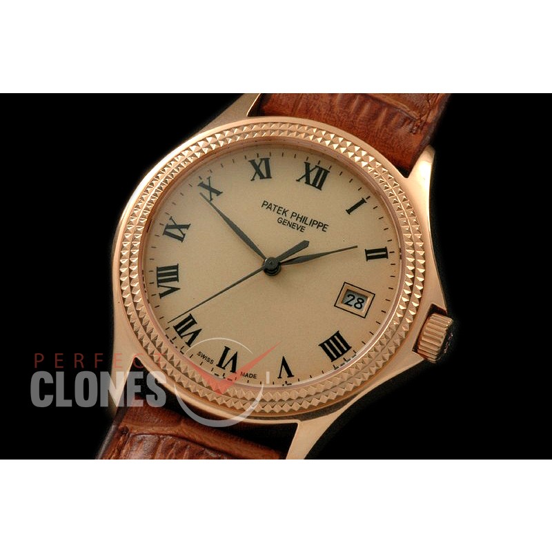 PP00913 5117 Calastrava RG/LE Gold Roman Miyota 9015/Mod to Calibre 324