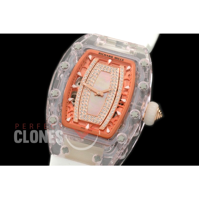 RM007-084 RM 007 Glass GL/RU Diam/MOP Pink Asian 21J Decorated