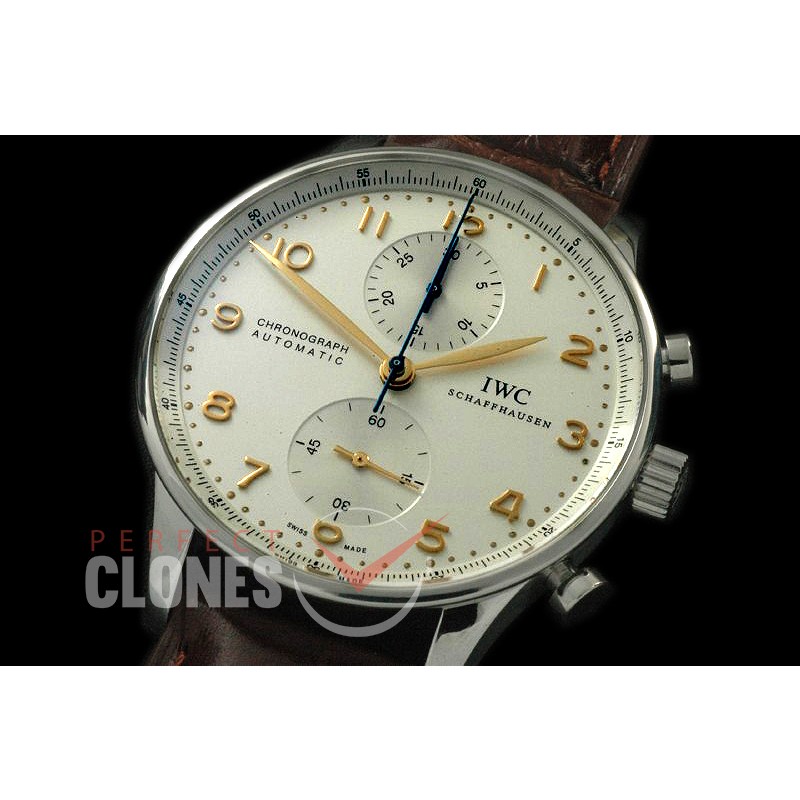 IWPG00051 ZF 3714 Portugese Chrono SS/LE White/Gold A-7750