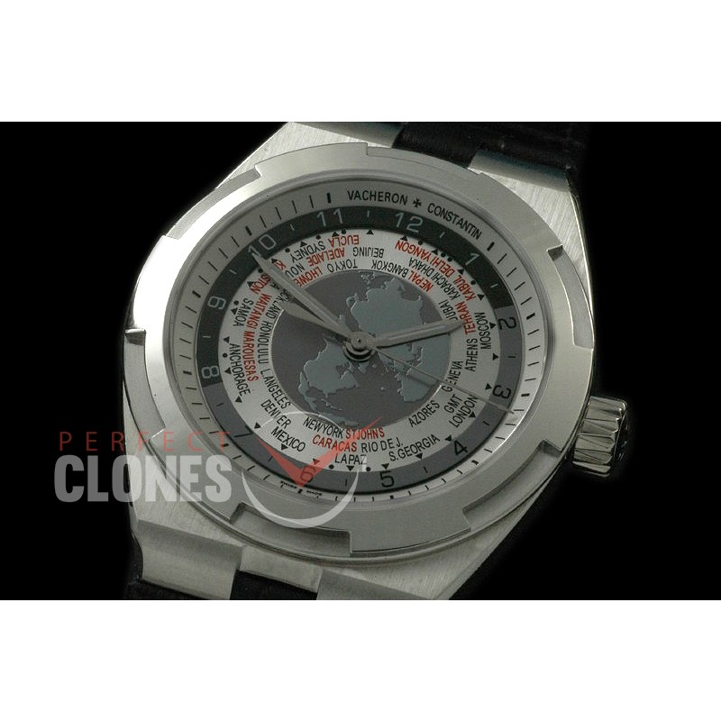 0 VCO-113 Overseas World Time 7 SS/LE White M-8215/VC-2460