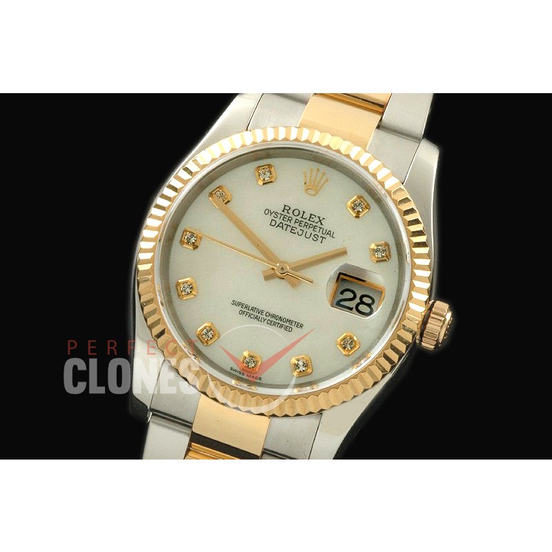 RL36DJ-18K-226 116233 MOP White Diam TT Swiss 2836