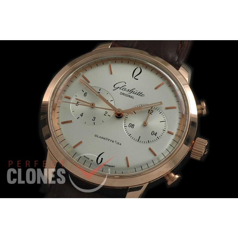 GL10046 Senator Sixties Chronograph RG/LE White Asian 2813