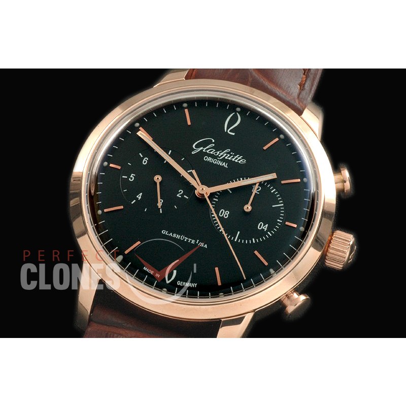 GL10047 Senator Sixties Chronograph RG/LE Black Asian 2813