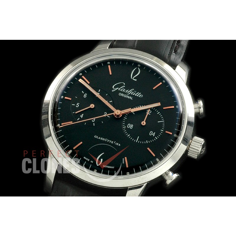 GL10044 Senator Sixties Chronograph SS/LE Black/Rose Gold Asian 2813