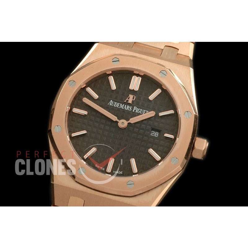 AP67651-122 Royal Oak 33mm Quartz RG/RG Black Swiss Eta Quartz 
