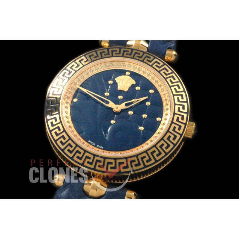 VE00009 Medusa Vanitas Ladies YG/RU Blue Swiss Qtz