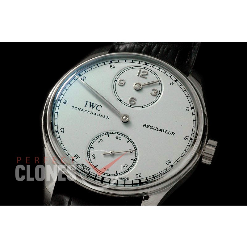 0 IWPR00101 Portugese Regulateur IW5444 SS/LE White/Steel A-6498 Modified Calibre Bridges
