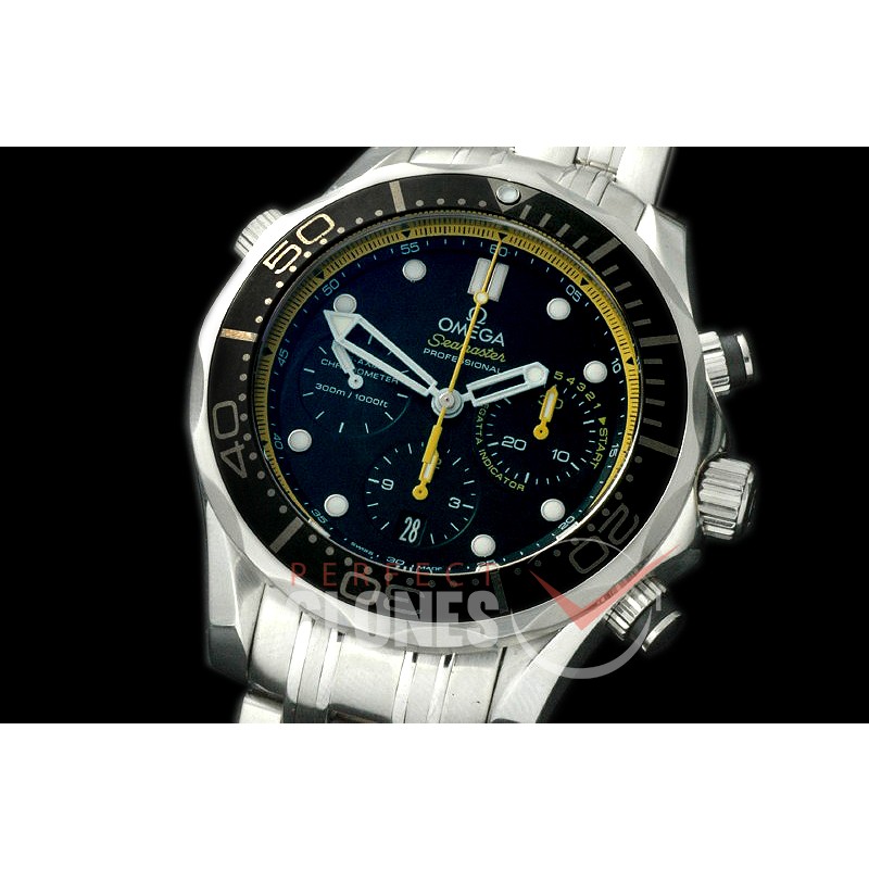 OM300M-304 Seamaster Pro 300M Chrono SS/SS Black/Yellow A-7750