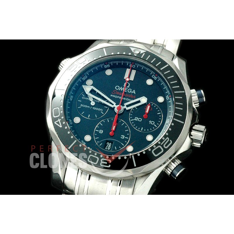 OM300M-305 Seamaster Pro 300M Chrono SS/SS Blue A-7750