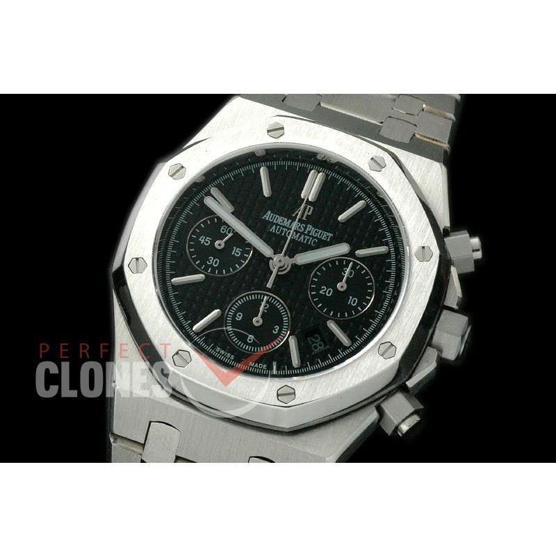 0AP00182 Royal Oak Chronograph SS/SS Black Sticks A-7750