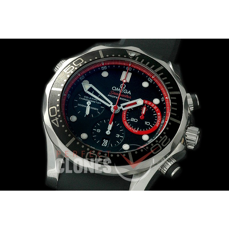 OM300M-303R Seamaster Pro 300M Chrono SS/RU Black/Red A-7750