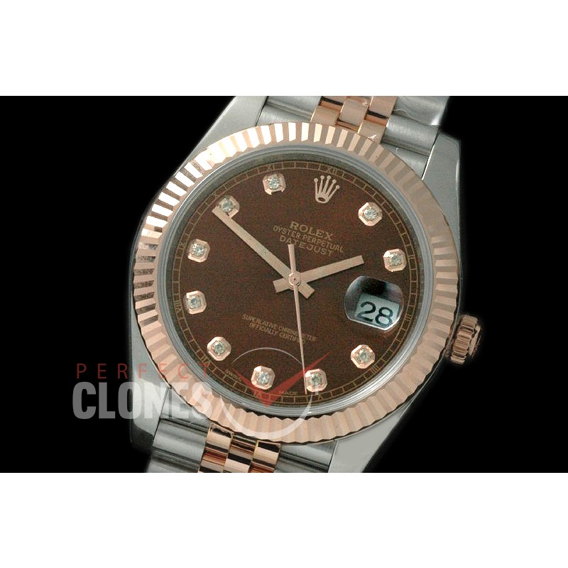 R41DJTR-114 NF 18K Wrapped 126331 Jubilee SS/RG Brown Diam SS/YG SA 3235