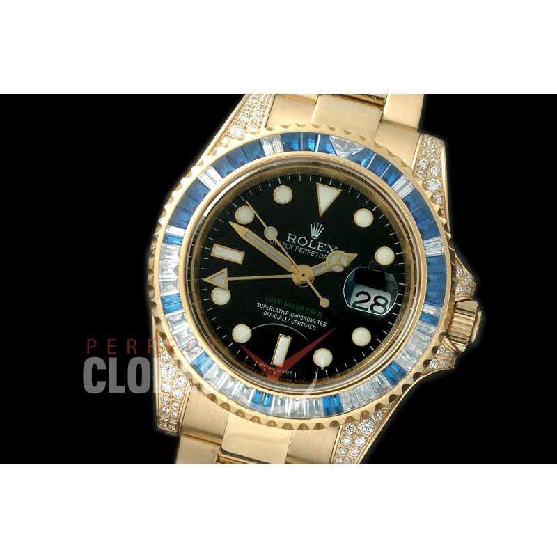 0 RLGF01012A 116718 GMT YG/Diam/YG Black A-2836 Mod to Cal 3186