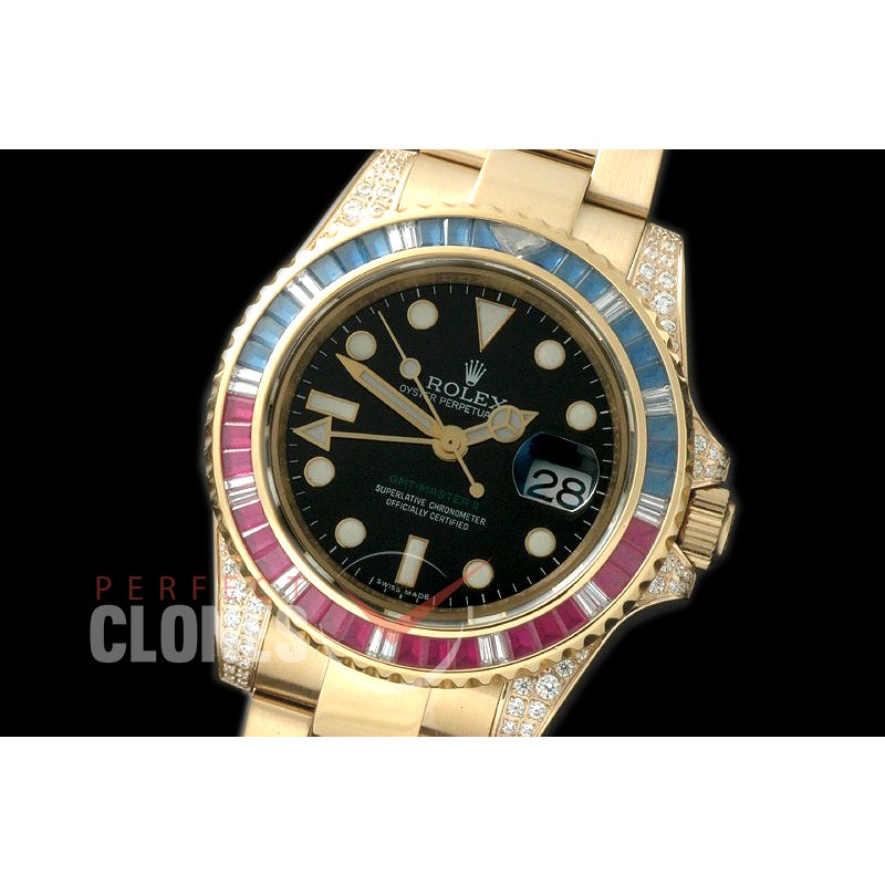 0 RLGF01013A 116718 GMT YG/Diam/YG Black A-2836 Mod to Cal 3186