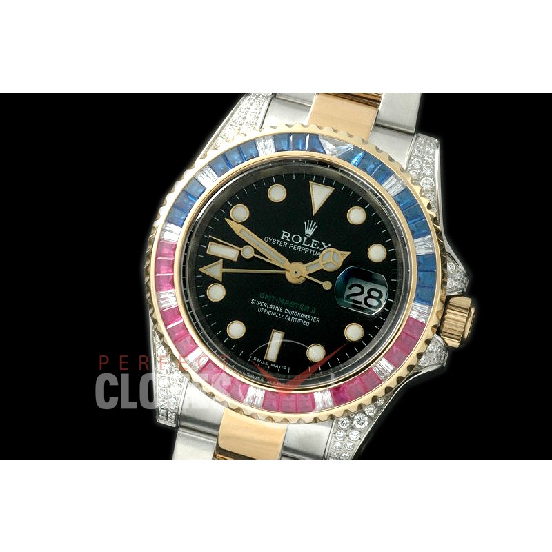 0 RLGS01013A 116713 GMT SS/Diam/YG Black A-2836 Mod to Cal 3186