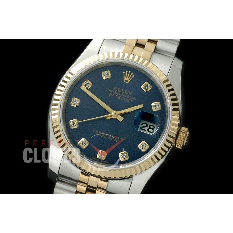 R36DJT-715 116233 SS/YG Fluted/Jubilee Blue Diamonds SA 3135