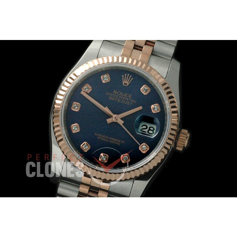 R36DJTR-715 116231 SS/RG Fluted/Jubilee Blue Diamonds SA 3135