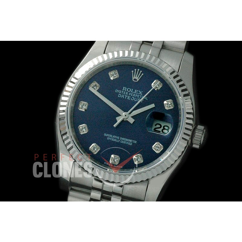 R36DJS-715 116234 SS/SS Fluted/Jubilee Blue Diamonds SA 3135