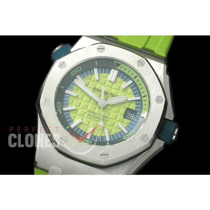 APD00024 Royal Oak Offshore Diver 15710 SS/RU Lime Green A-3120