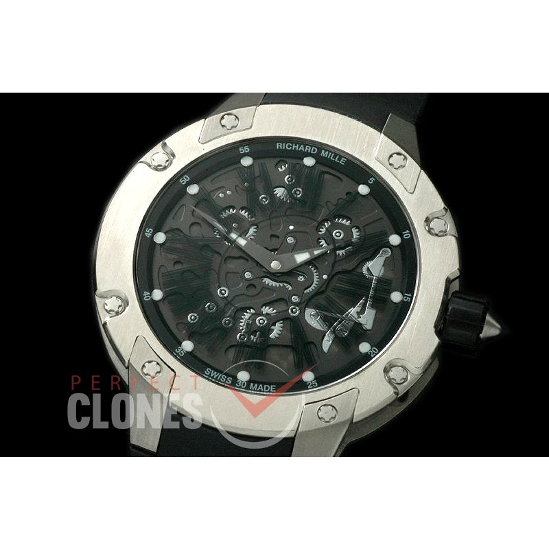 RM033-106 RM033 Skeleton Automatic SS/RU Black Roman Custom Modified SG Movt 