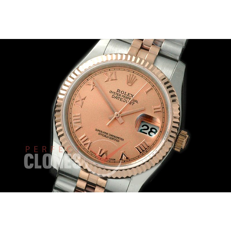 R36DJTR-726 116231 SS/RG Fluted/Jubilee Rose Gold Roman SA 3135
