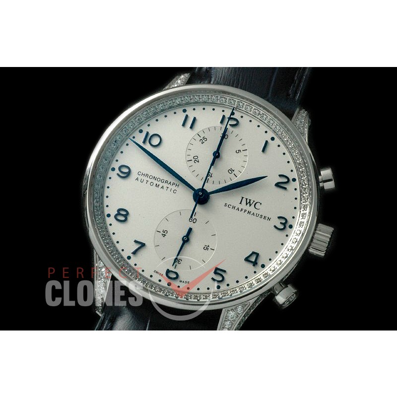 IWPG00052D ZF 3714 Portugese Chrono SS/LE White/Blue A-7750