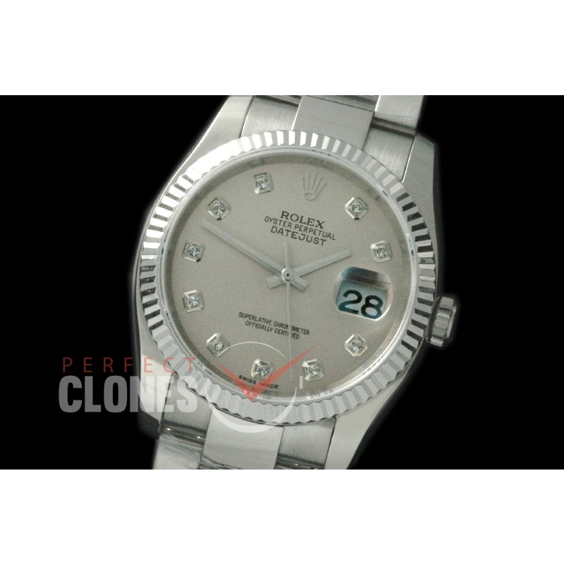 R36DJS-763 116234 SS/SS Fluted/Oyster Light Grey Diam SA 3135