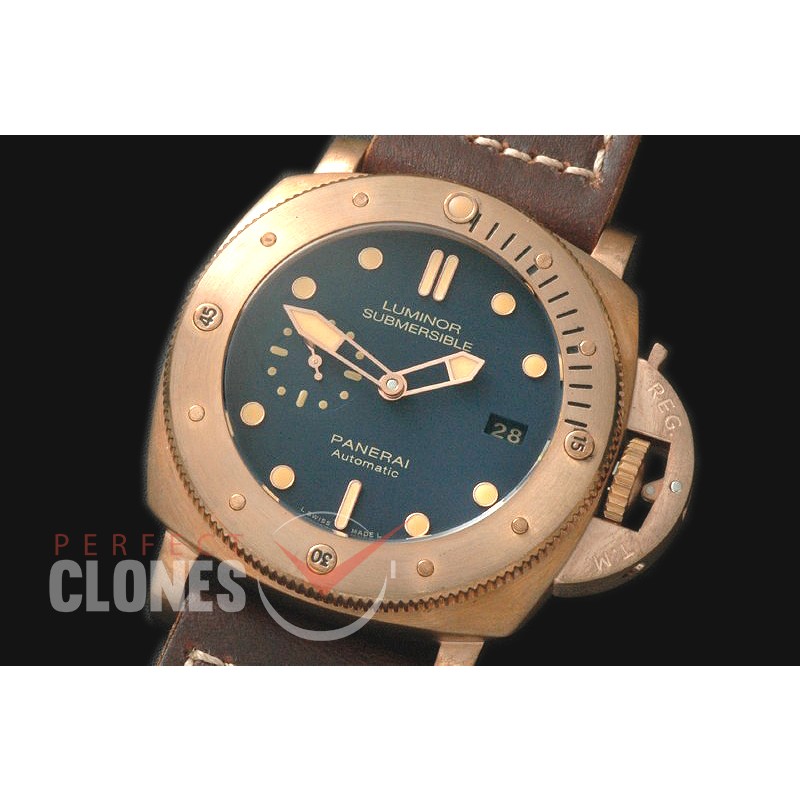 0 0 0 PN671T02 XF Pam 671 T Series Bronzo Luminor Submersible BR/LE Blue A-7750/P9010