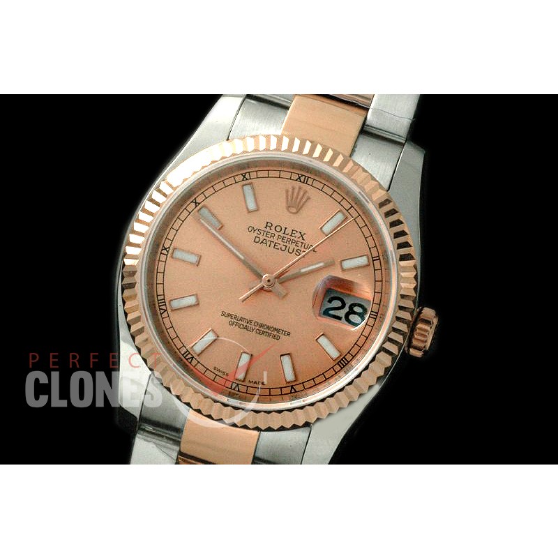 R36DJTR-756 116231 SS/RG Fluted/Oyster Rose Gold Sticks SA 3135