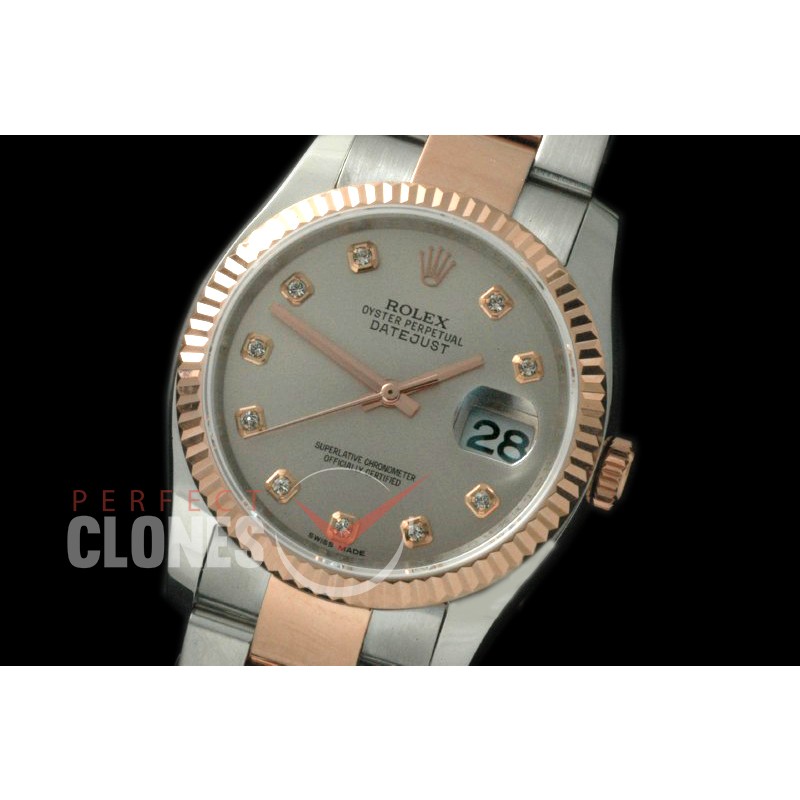 R36DJTR-763 116231 SS/RG Fluted/Oyster Rose Gold Roman SA 3135