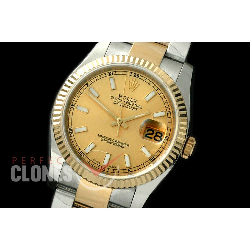 R36DJT-756 116233 SS/YG Fluted/Oyster Gold Sticks SA 3135