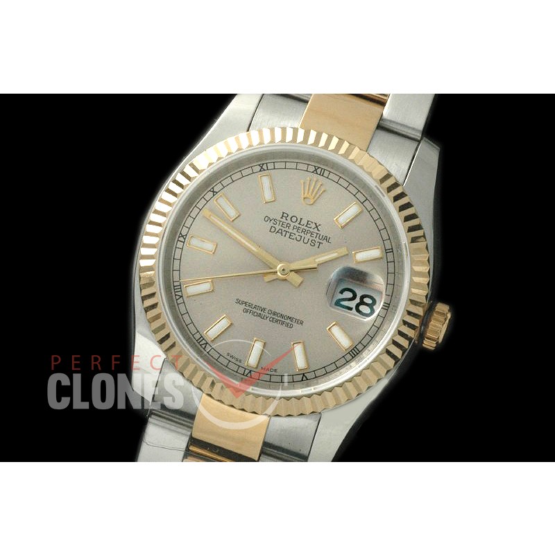 R36DJT-753 116233 SS/YG Fluted/Oyster Light Grey Sticks SA 3135