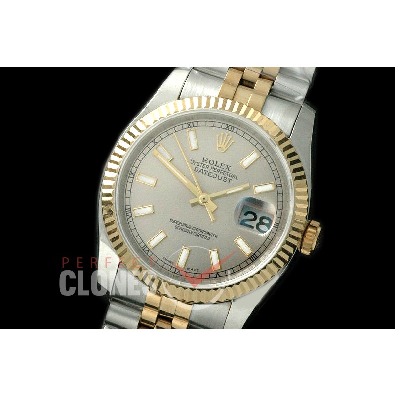 R36DJT-703 116233 SS/YG Fluted/Jubilee Light Grey Sticks SA 3135