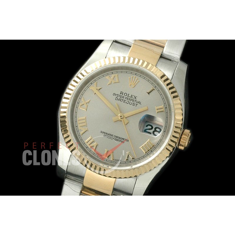 R36DJT-773 116233 SS/YG Fluted/Oyster Light Grey Roman SA 3135