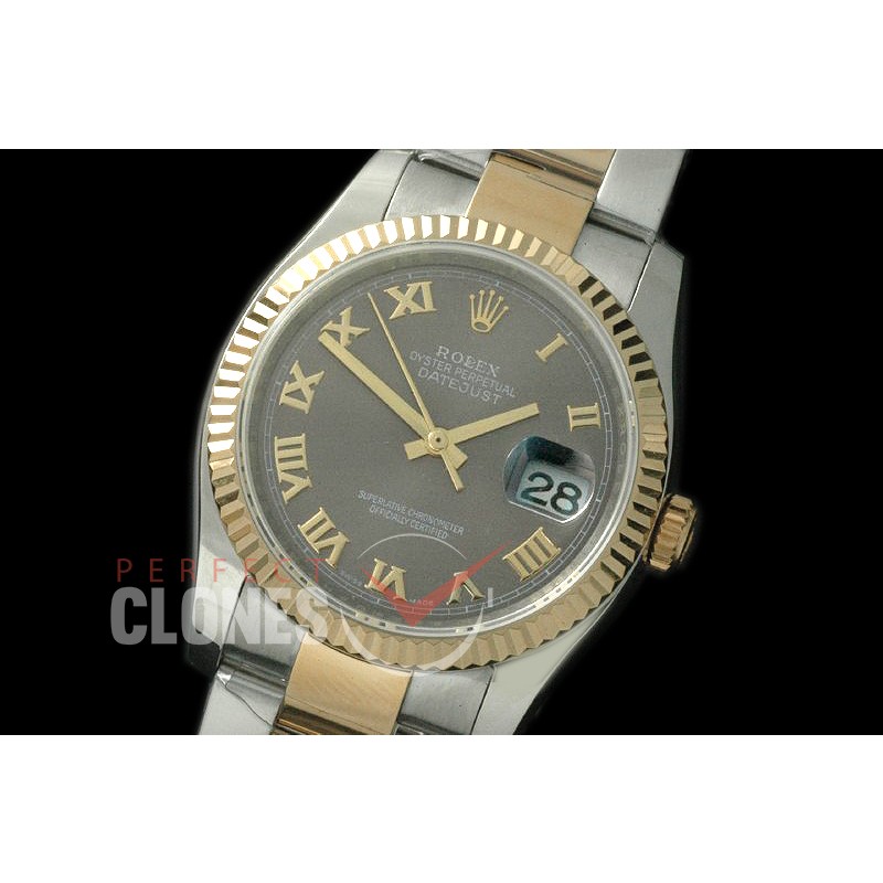 R36DJT-774 116233 SS/YG Fluted/Oyster Grey Roman SA 3135