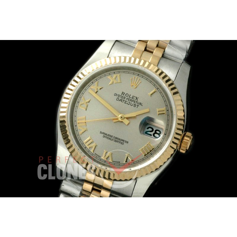 R36DJT-723 116233 SS/YG Fluted/Jubilee Light Grey Roman SA 3135