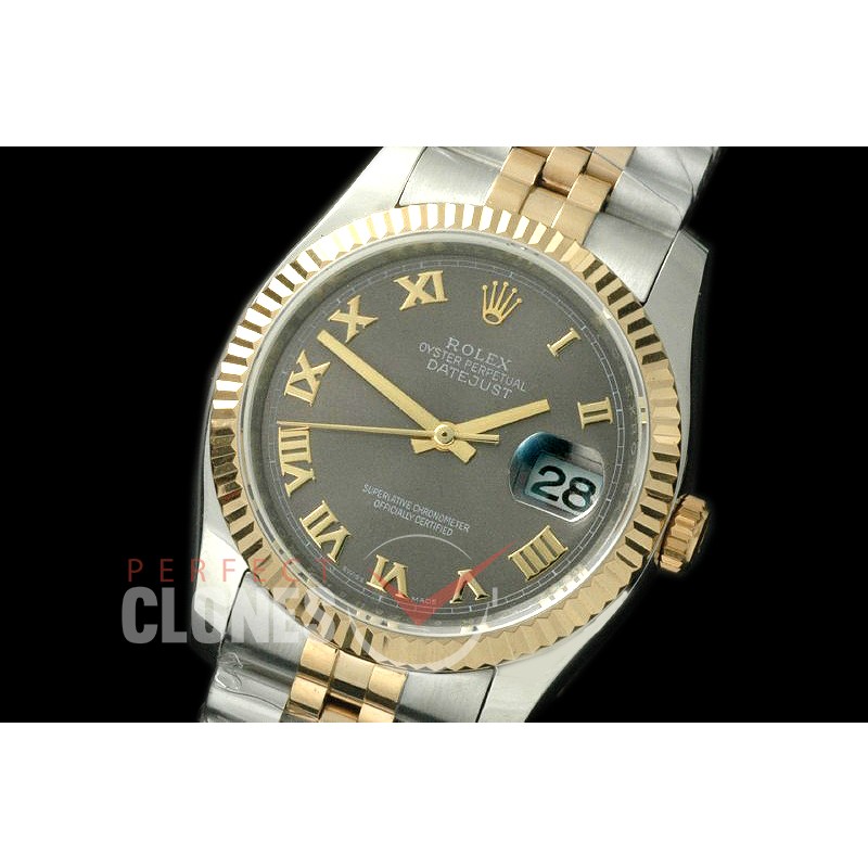 R36DJT-724 116233 SS/YG Fluted/Jubilee Grey Roman SA 3135